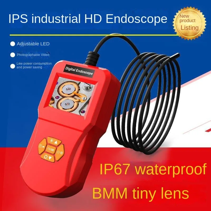 

Portable screen endoscope, automotive inspection, photo and video, industrial pipeline endoscope, adjustable LED 8mm camera