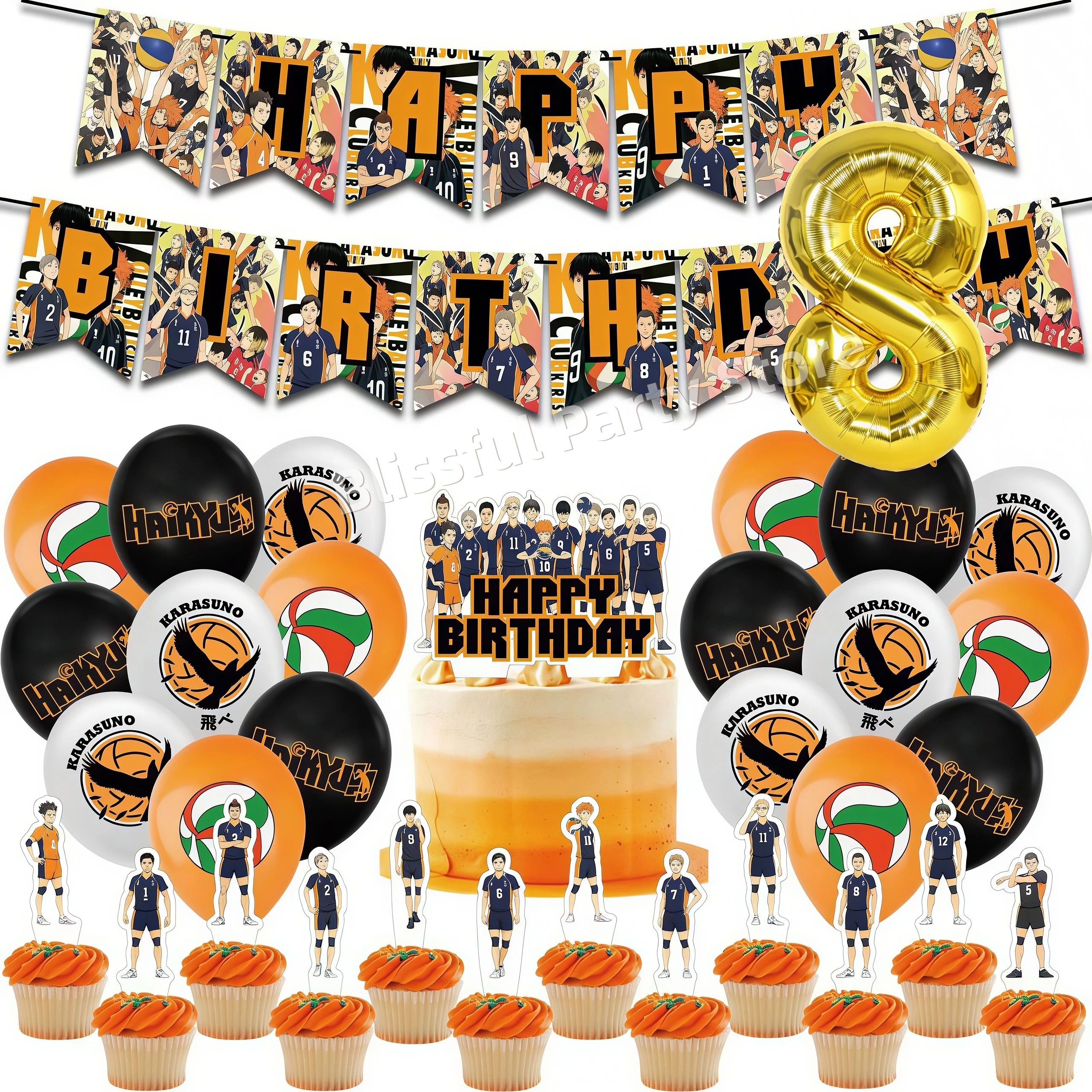 Haikyus Geburtstagsparty-Dekoration Volleyball Teenager Ballon Tortendekoration Haikyu Volleyball Junge Banner Festival Zubehör – Detail 21