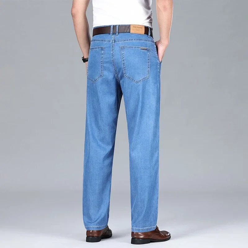 Summer Men's Clothing Lyocell Jeans Thin Breathable Trousers Fashion Casual Business Classic Male Brand Denim Pants