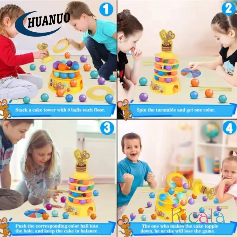 Balance Tower Game Stacking Game For Toddlers 4-8 Mouse Play Cheese Arch Tower Stacking Board Game Tilting Tower Toy Party Game 4
