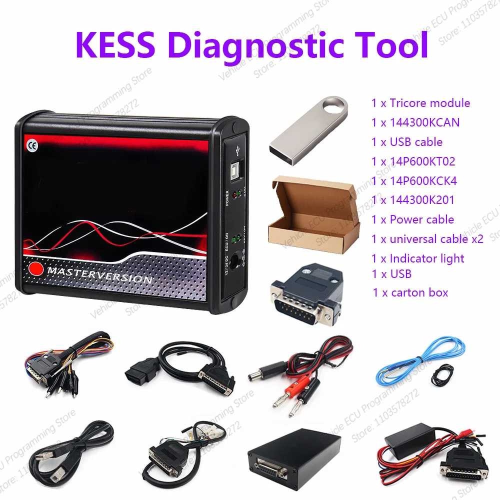 Kess V5.017 Online EU OBD2 Manager ECU programming tool Ksuite 2.80 Remap Kit 4 LED BDM Frame 22pcs Adapters ECU Flash Tool
