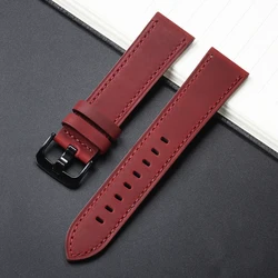 Vintage Leather Strap - Premium Watch Band in Multiple Sizes for 22mm (Red)