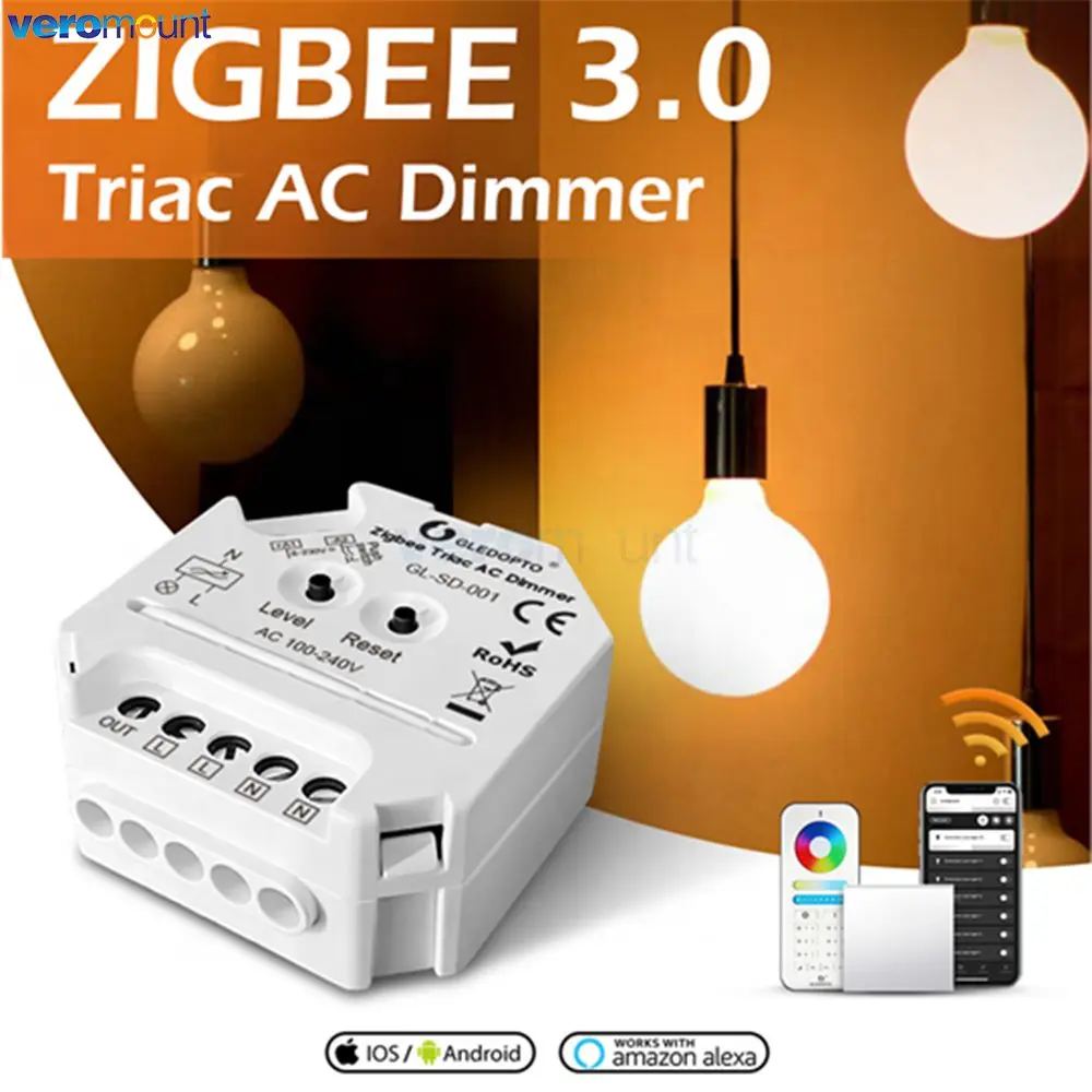 

Zigbee 3.0 Smart Home LED Triac AC Dimmer AC110V 220V Touch Control Push-Switch Work with 2.4G Remote Control Smartthings