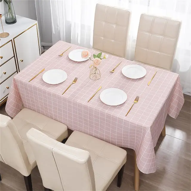 Nordic Style Grid Printed Household Waterproof Oil-proof Cover Decoration Cloth Dining Table Party Table Rectangle TableClo C2R9 5