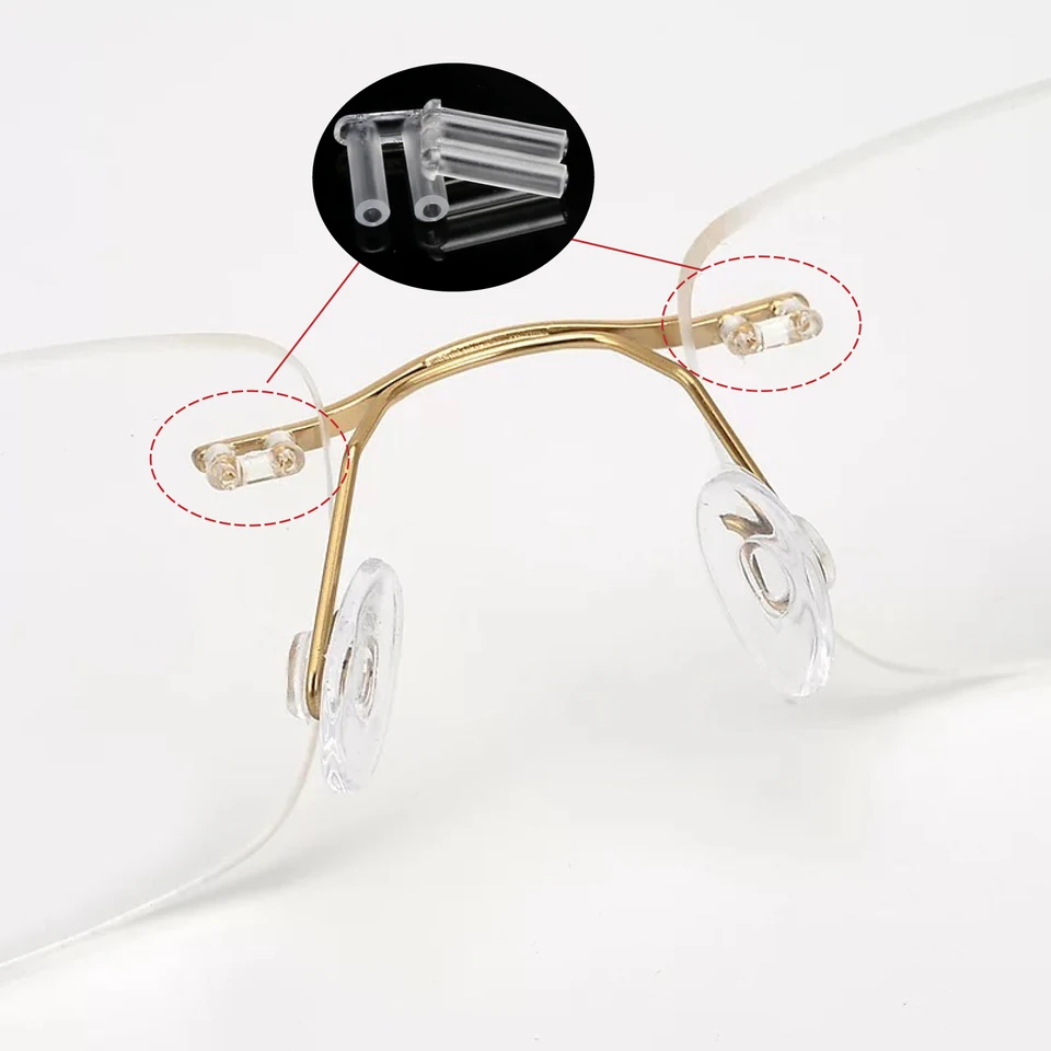 200-Piece PVC Rimless Glasses Caps - Eyewear Repair Parts For Frameless Glasses