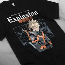 Katsuki Bakugo Anime Hero Graphic Cotton T - Shirt Gift - XXXL (WHITE)