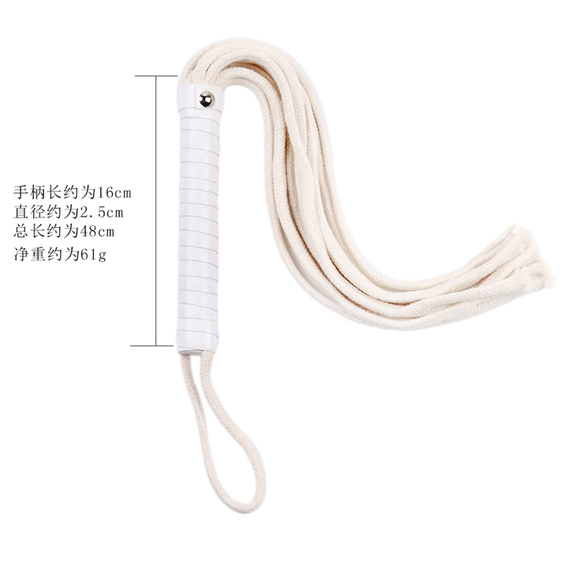 48cm Leather Handle Genuine Cotton Rope Loose Whip Horse Whip Riding Crop Flogger Paddle Slapper Horse Training Dressage Whips 4