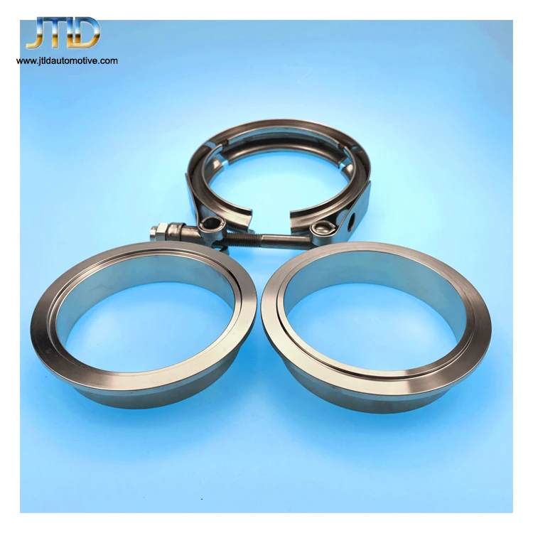 1.75" Non-Quick Release Stainless Steel V-Band Assembly Clamps with Flange Coupling 1.75 Inch Exhaust Pipe Clamp Kits