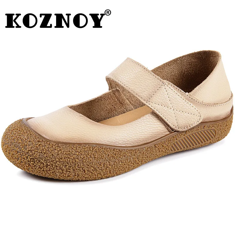 

Koznoy 3cm ROME Cow Genuine Leather Women Loafer Comfy Concise Fashion Platform Wedge Flats Summer Hook Designer Mary Jane Shoes