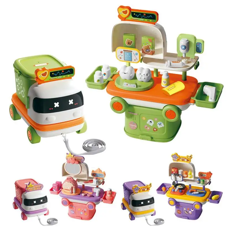 

Игрушка в форме автомобиля для макияжа, детская игрушка для ролевых игр, миниатюрная кухонная игрушка, имитация обеденного автомобиля, игрушка для еды, Безопасный Набор для маленькой девочки