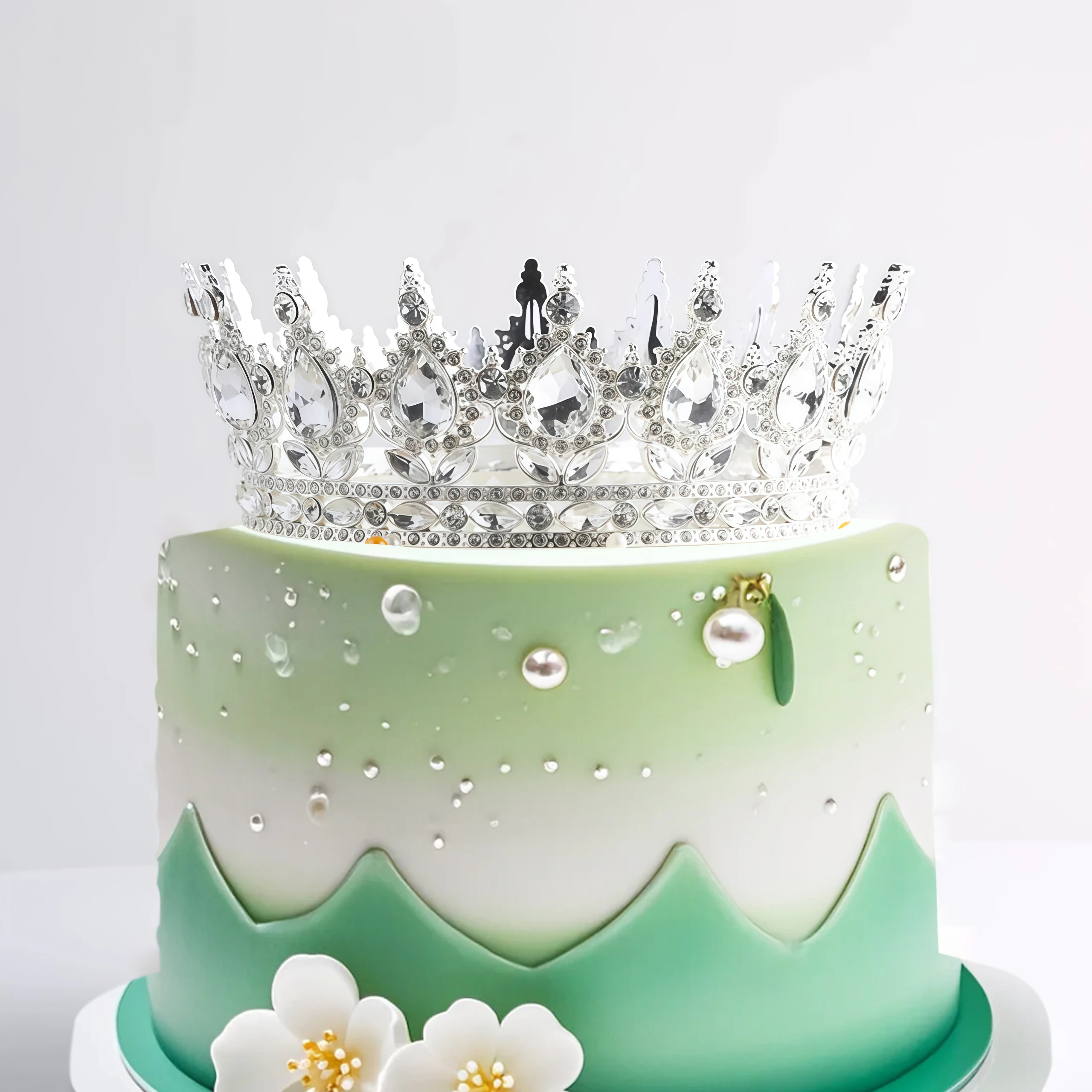 Crown Tiara Cake Topper - Gold & Silver Alloy Princess Headpiece For Birthday, Wedding, Baby Shower - View #7