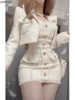 Korean Style Elegant Vintage Two Piece Set Women Sweet Woolen Short Jackets Tassel Design Mini Dress Suit Female Fashion Outfitn 2
