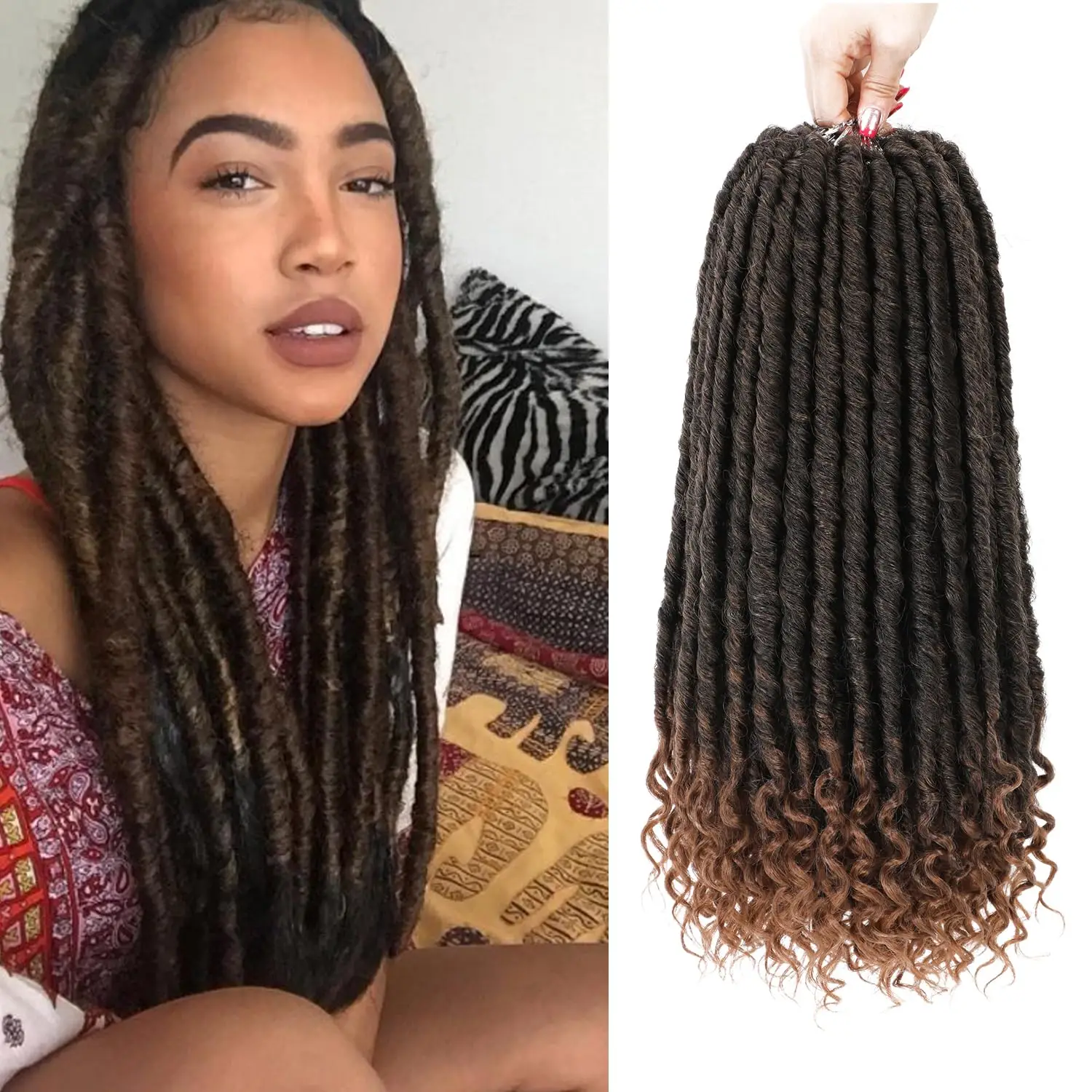 

16 24 Inch Goddess Faux Locs Crochet Hair Locs Crochet Braids With Curly Ends Synthetic Braiding Hair 16-20 inch 24 Strands/pcs