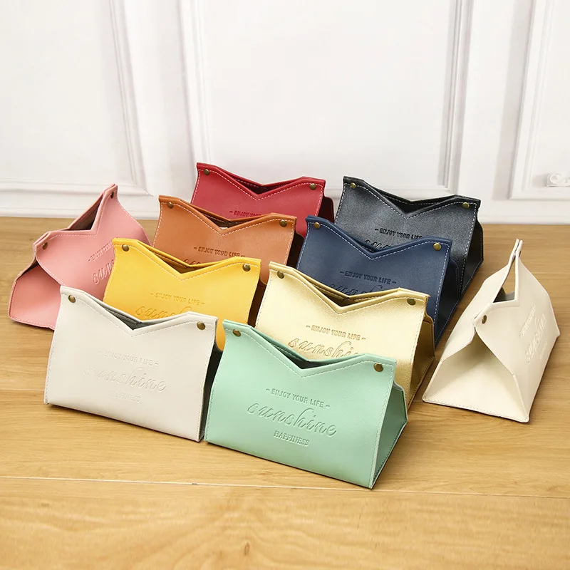 Pu Leather Tissue Box V-shaped Opening Roll Paper Toilet Paper Car Living Room Hotels Bedroom Study Napkin Storage For Home 2