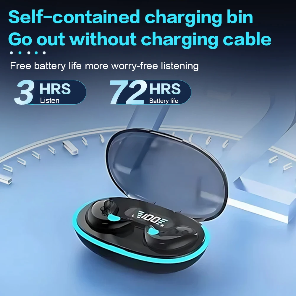 Bluetooth-Compatible 5.3 Sense-Free Micro Sleep Earbuds Noise Cancelling Open Ear Headsets Touch Control for Travel and Business