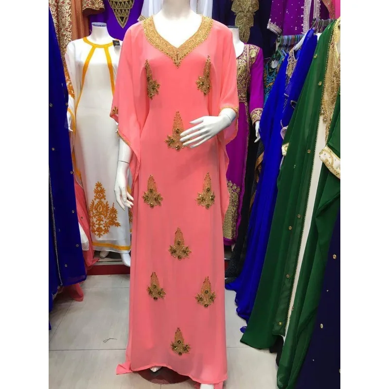 

Peach Georgette Stone Work Moroccon Farasha Abaya Kaftan Fashion Trends