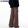 Removable Double Knee Denim Carpenter Pant Mens Retro High Street Straight Wide Leg Washed Distressed Jeans Men 3