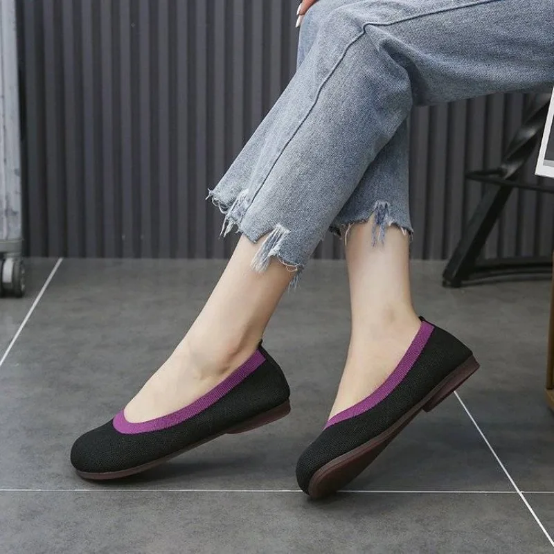 Scarpe Da Donna Nere Piatte Traspiranti In Rete Off White Slip On Spring Walking Offerta Casual Calzature Da Donna Economiche Di Alta Qualità Vendita 