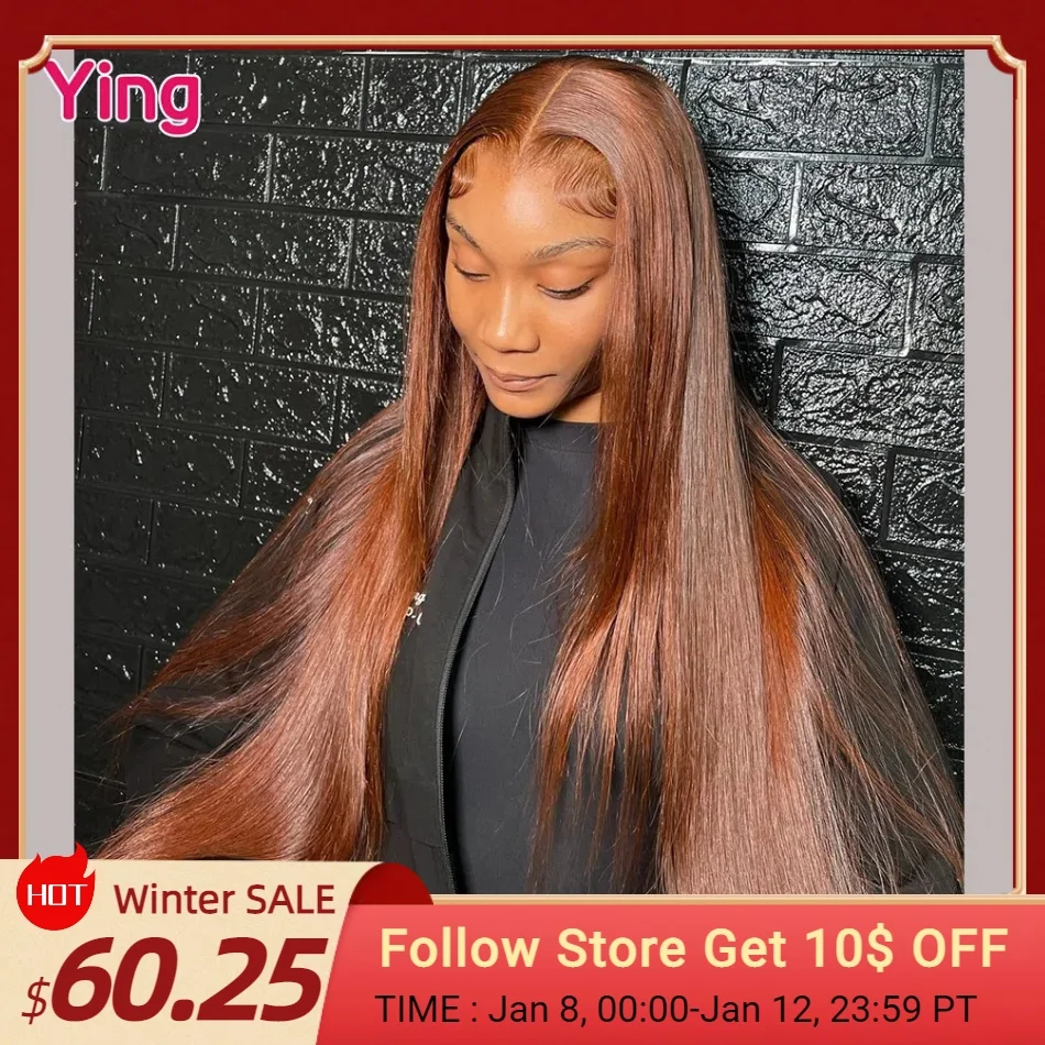 

Ying Hair 200% Bone Straight Copper Brown 13x4 Lace Front Wig Human Hair 13x6 Lace Front Wig PrePlucked 5x5 Transparent Lace Wig