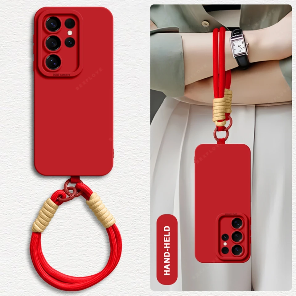 Liquid Silicone Phone Case with Wrist Strap and Lanyard Attachment - Original Cover