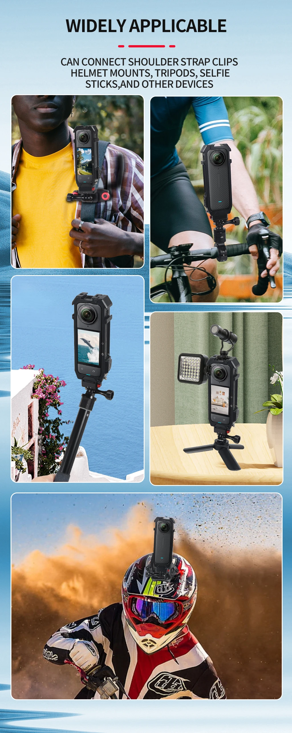 Für Insta360 X4 Aluminium Schutz Käfig Schnell Installieren Kalten Schuh Montieren 1/4 Faltbare Adapter Radfahren Action Kamera Stativ Halter – Detail 13