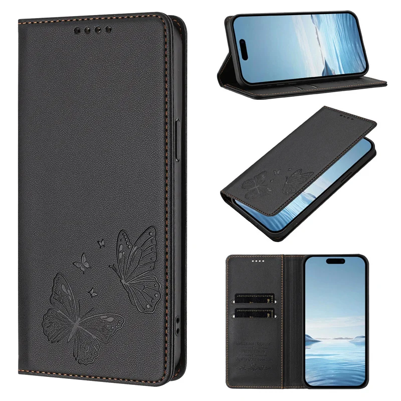 Magnetic Butterfly Leather Wallet Case Cover