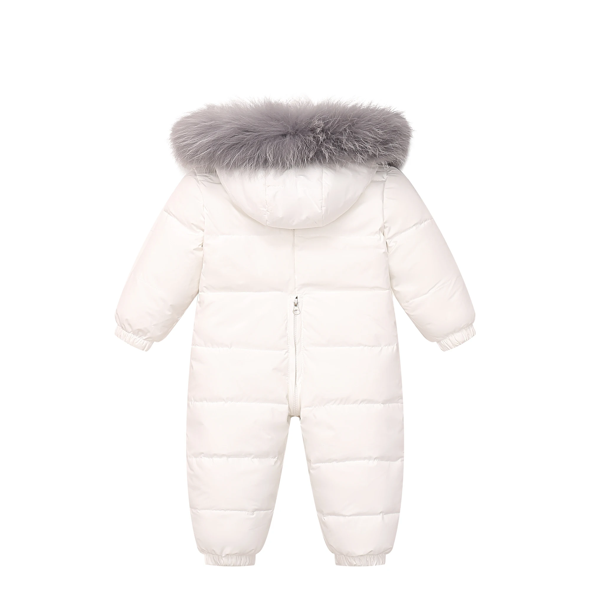 RAISE Winter Baby Boy Down Jumpsuit Real Raccoon Fur Hooded Baby Girl Snowsuit Toddler Boy Winter Romper Infant Overalls Outfits