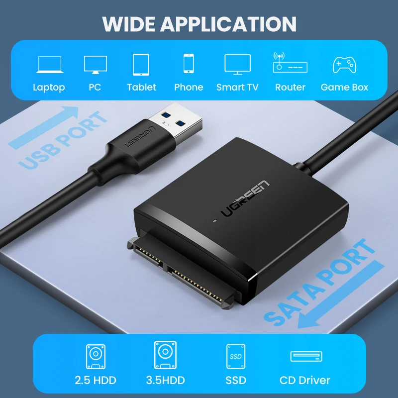 Ugreen-sata para Adaptador Usb Usb 3.0 2.0 para Conversor de Cabos Sata Cabo para 2.5 3.5 Hdd Ssd Disco Rígido - Imagem 3