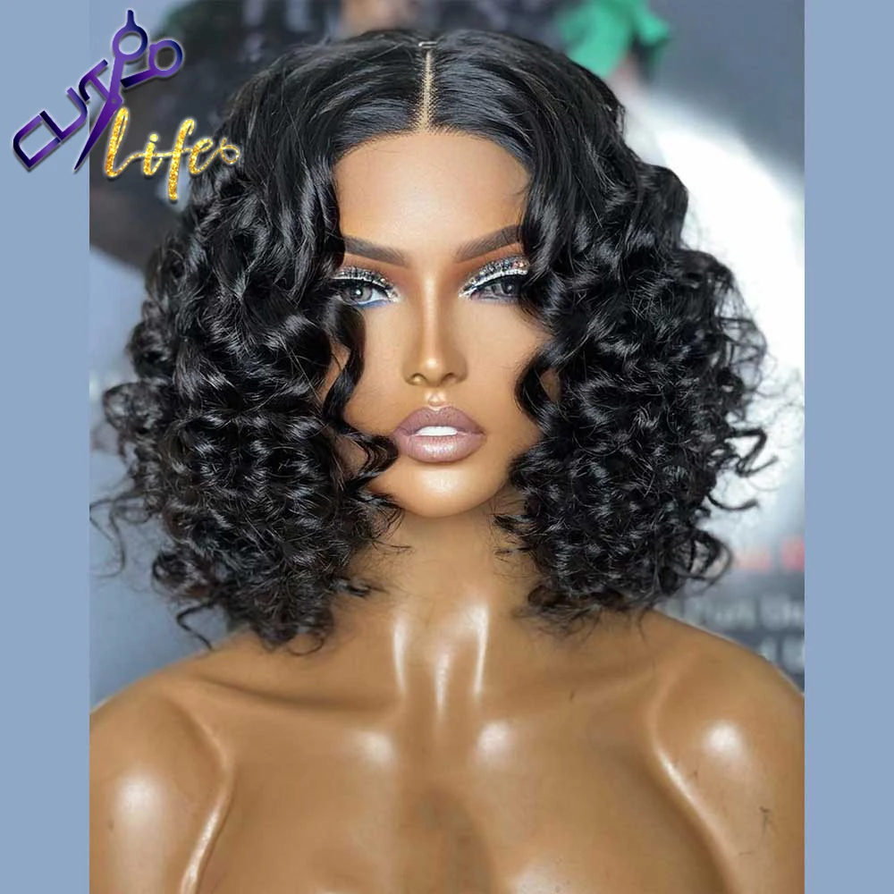 Curly Bob Brown 13x4 Lace Front Wig Human Hair Wigs 30 Color Preplucked With Baby Hair Brazilian Invisible Hairline Wig