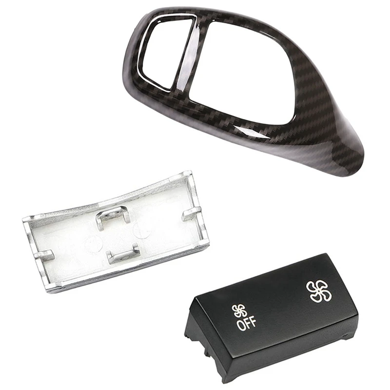 

Car Gear Shift Panel Frame Gear Knob Cover Head Trim(Sports Section) With A/C Climate Control Panel Fan Speed Button