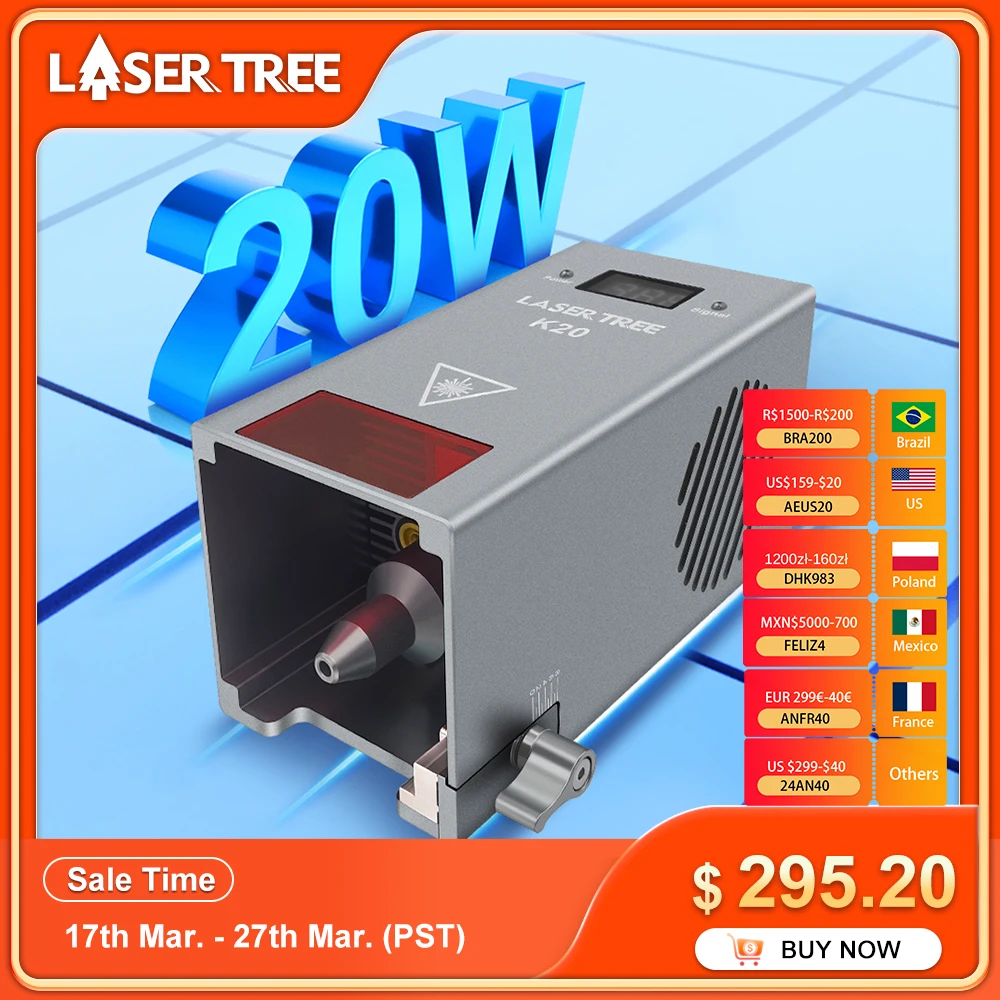 High Power 20W Laser Head with Air Assist Module