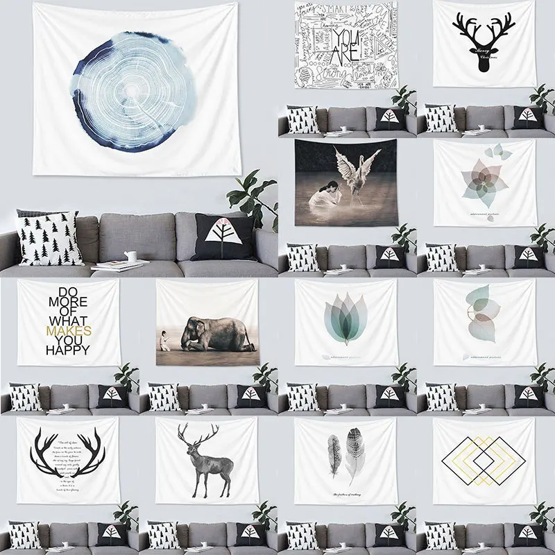 

3D Printing Deer Pattern Custom 100% Polyester Tapestry Background Cloth Wall Hanging For Home
