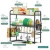 2tier Large over the Sink Drying Rack Kitchen Utensils cutting board Sponge detergent storage shelf Anti rust Black White 2