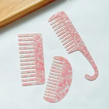 

Korea Cute Acetate Hair Comb Marble Wide Big Tooth Comb Simple Texture Hairdressing Comb Female Anti-static Pink HOT Comb Set