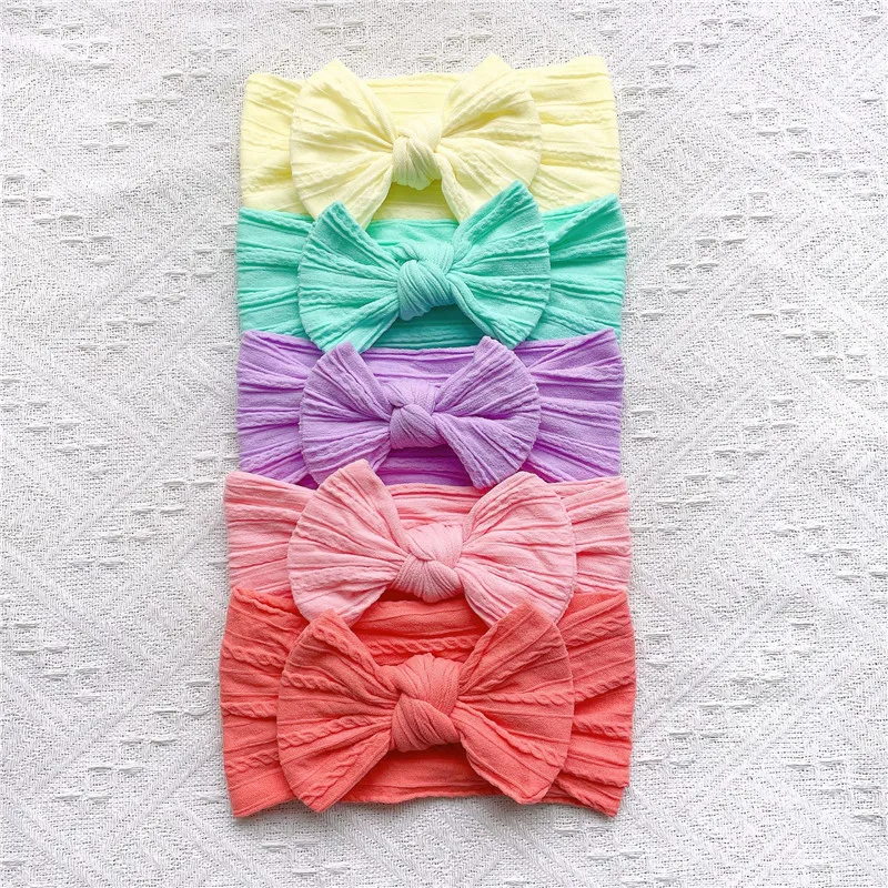 Baby Cute hair bands Soft Elastic Bowknit Newborn Toddler Priccess Girls Hair Band Bows Accessories For 0-2Years 5Pcs/Set