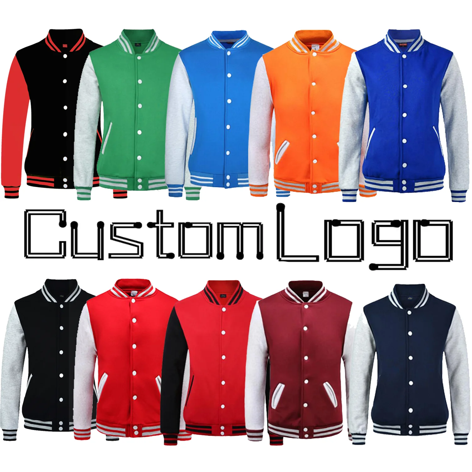 Custom Logo GREY SLEEVE Plain Women Team Uniform Coat College Baseball Jacket For Men Green Orange Navy Yellow Blue Maroon Red jordan 1 mid college grey 554724 082