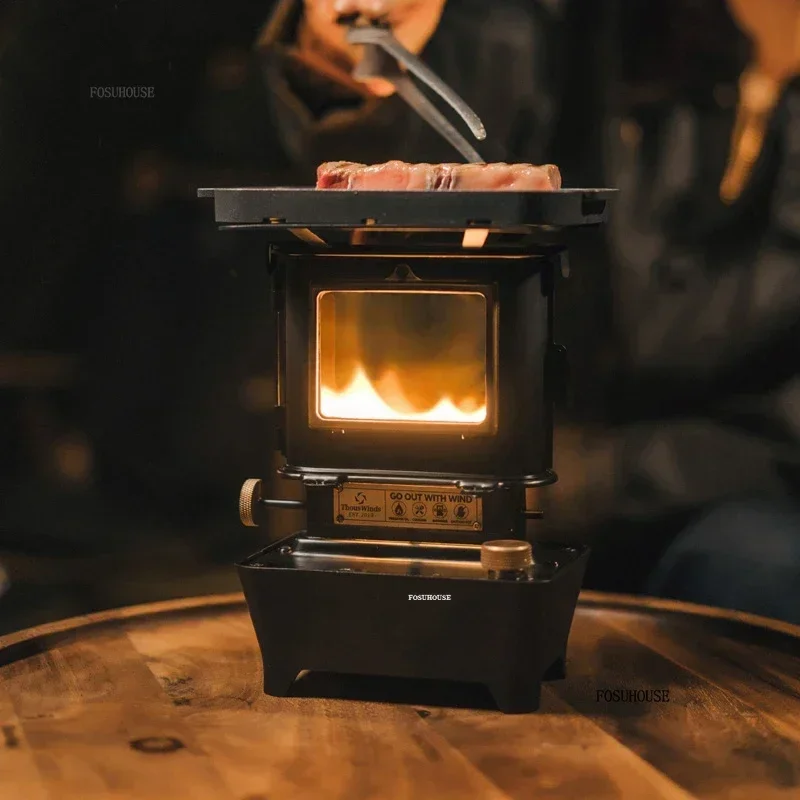 Minimalist Chimeneas Nordic Camping Mini เครื่องทําความร้อนกลางแจ้งแบบพกพาขนาดเล็กทําชาเตาบาร์บีคิวกลางแจ้ง Camping เตาน้ํามันก๊าด 1