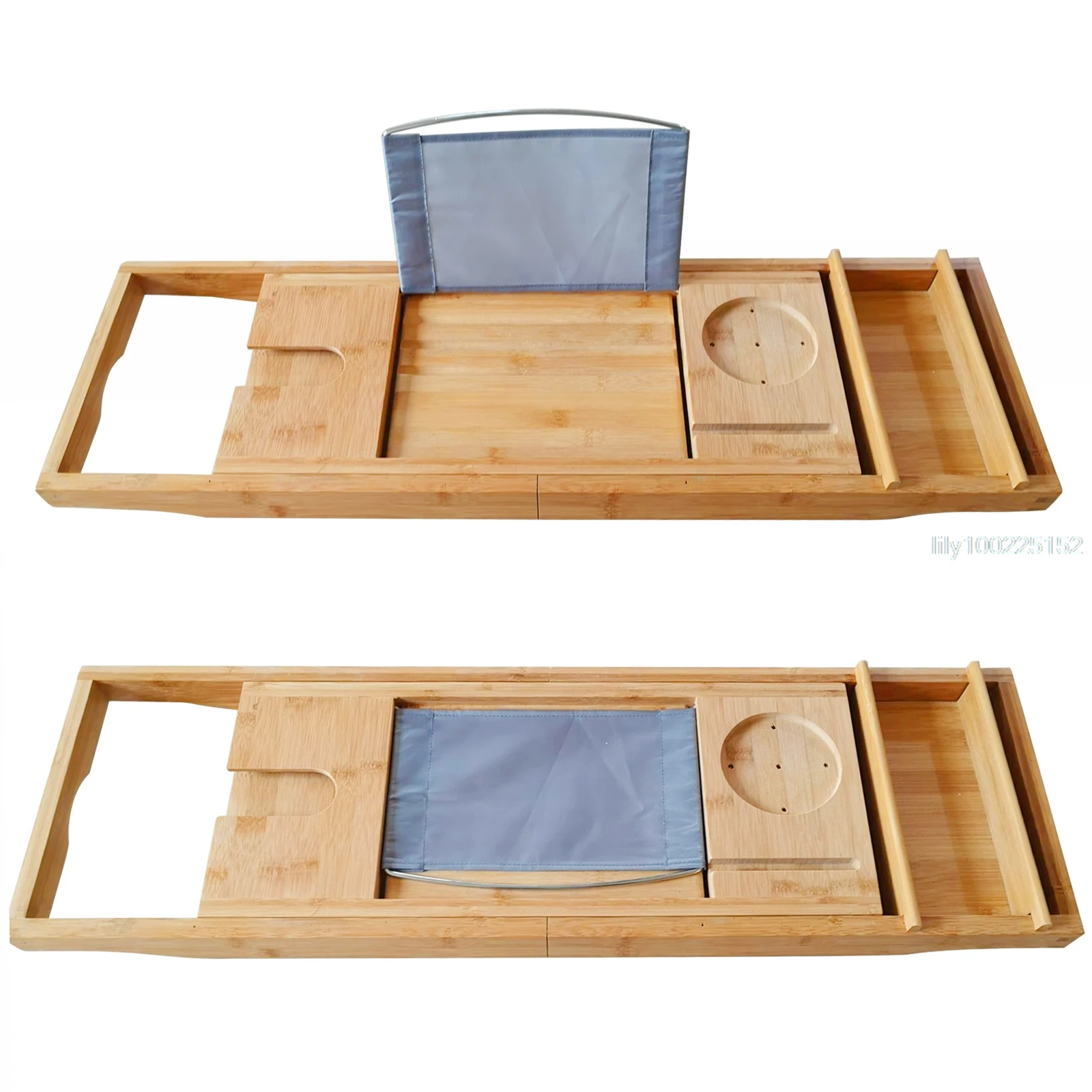 Extendable Table Bathtub Caddy Tray Wooden Bath Caddy Bath Board Shelf Tablet/Phone Red Wine Cup Slot Holder Tray