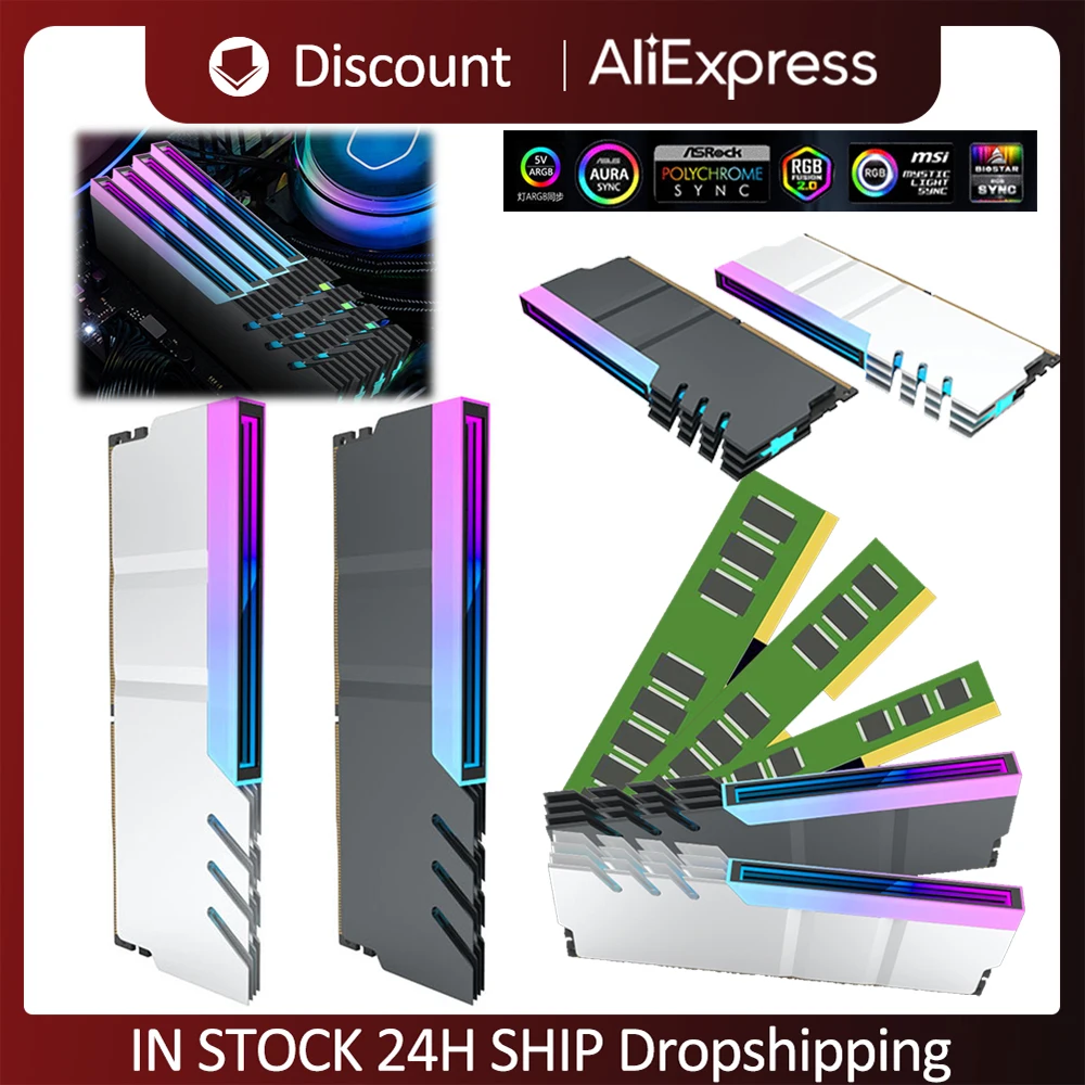 1-4pcs-RAM-Heatsink-Radiator-for-DDR4-DDR5-5V-3PIN-ARGB-AURA-Sync ...