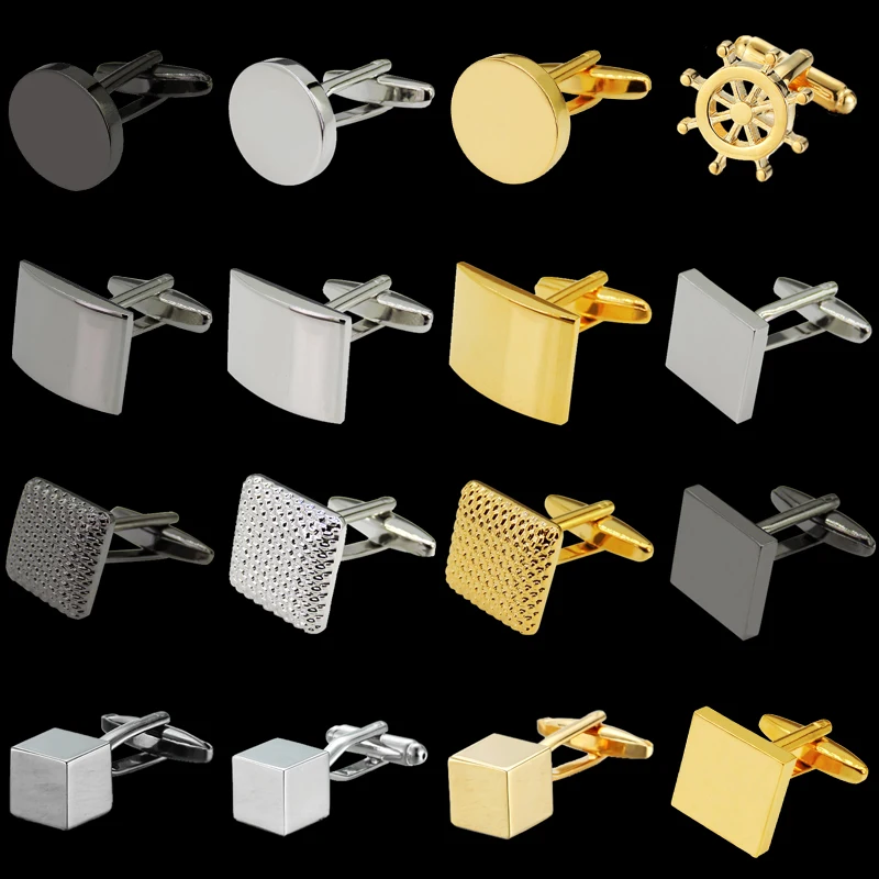 High Quality Men's French Shirt Cufflinks Laser Metal Copper Cuffs