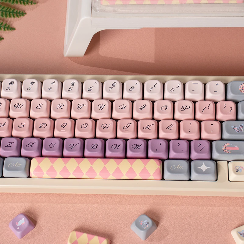 Teclas Moa Perfil Borboleta Keycaps Bonitos Keycaps Personalizados Pbt Dye-sub Keycaps para Teclado Mecânico Conjunto de Teclas com Aparência Mais Redonda do Que as Teclas de Tema Xda Compatíveis Cherry Gateron 152 - Imagem 2