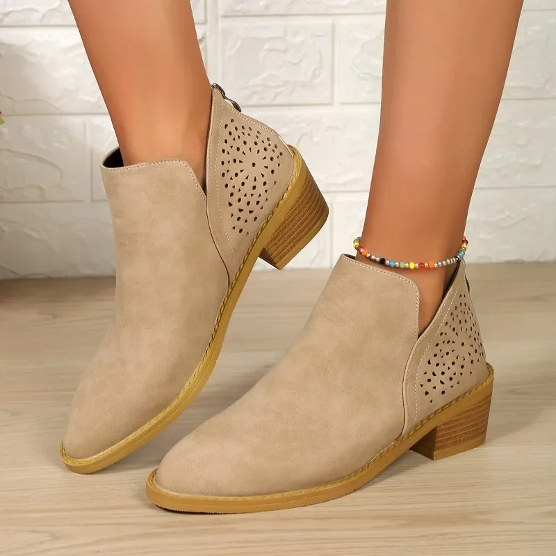 Chelsea  Women 2023 Autumn Winter Women's Boots Simple Solid Zipper Ankle Boots Classic Pointed Toe Casual Platform Boots