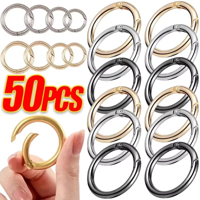 Metal O Ring Spring Clasps 10/50pcs for DIY Jewelry Openable Round Carabiner Keychain Bag Clips Hook Dog Chain Buckles Connector