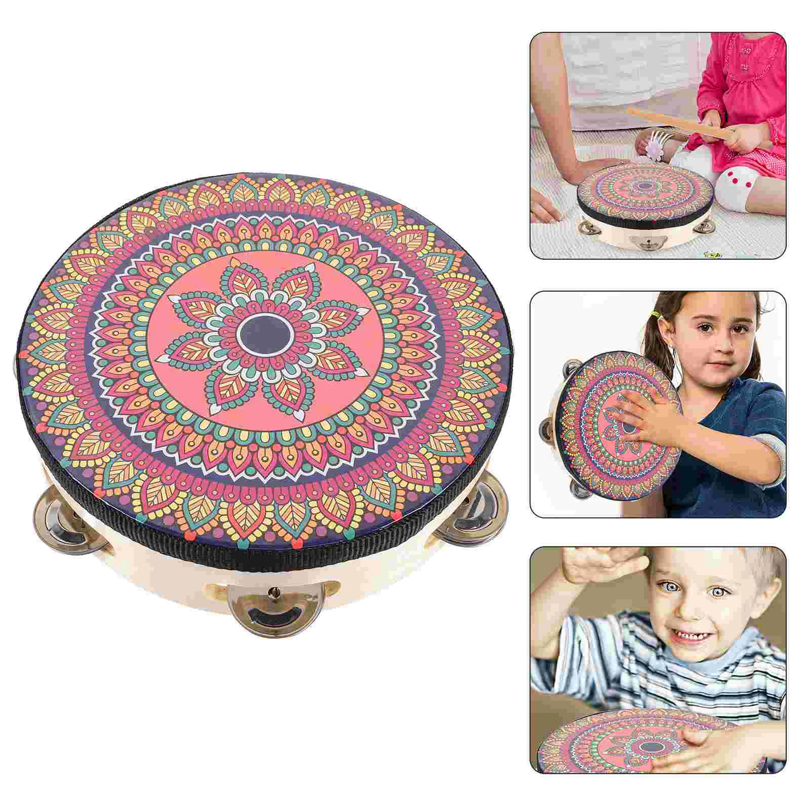 Children's Tambourine Musical Instrument Adult Tambourines for Kids Instruments Percussion Drum Church Wood Personalized