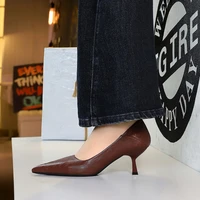 Fashionable High Heels In Spring And Autumn Pointed Toe Shallow Mouth Kitten Heel Temperament Single Shoes Comfortable Versatile