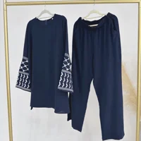 Abaya-Ensemble 2 pièces pour femmes musulmanes, vêtements de Turquie, vêtements islamiques de Dubaï, survêtement décontracté, tenues de mode arabe, pantalon en Y brodé 4
