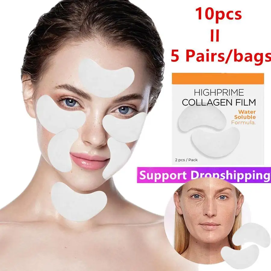 

10 Pcs Collagen Soluble Film Eye Patches Hyaluronic Acid Repair Eye Remove Dark Circles Moisturizing Firming Mask Eye Skin Care