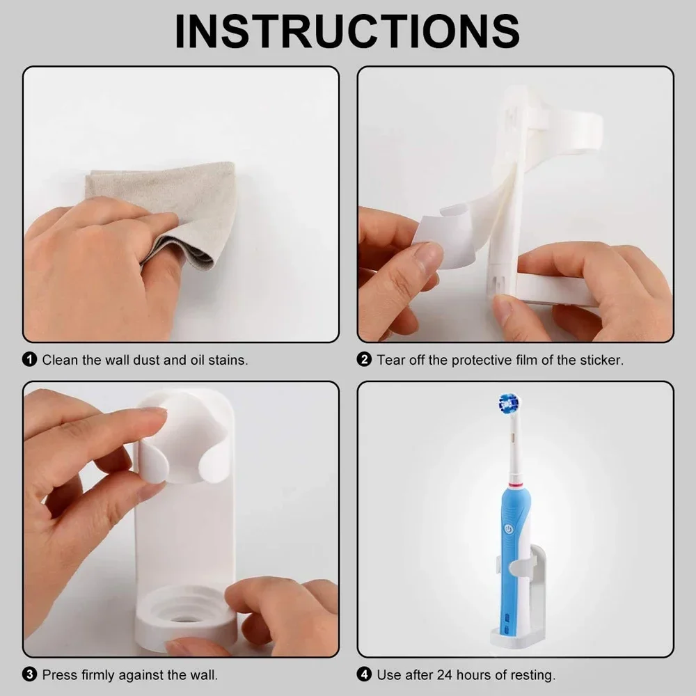 Electric Toothbrush Holder Bathroom Strong Adhesive Stickers Stand Adjustable Wall Mounted Keeping Toothbrushes Dry and Clean