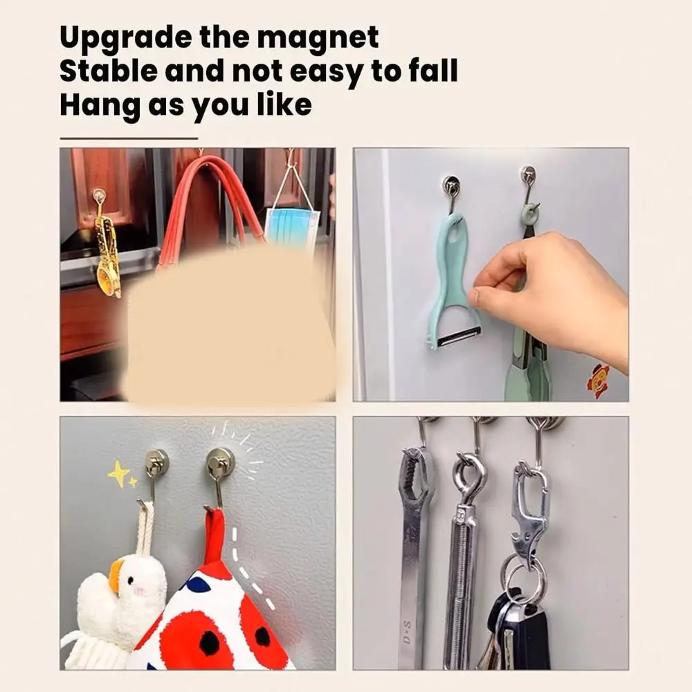 Magnetic Hooks Iron Black Silver for Refrigerator Bathroom
