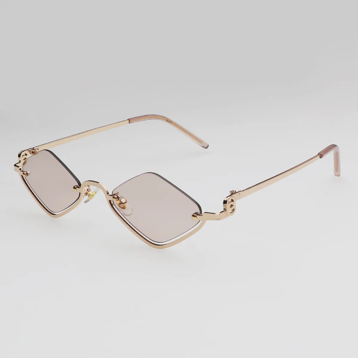 Mode Vintage kleine polygonale Sonnenbrille Frauen neue Marke Metall Halb rahmen elegante Sonnenbrille Damen y2k sexy Cat Eye Shades – Detail 14